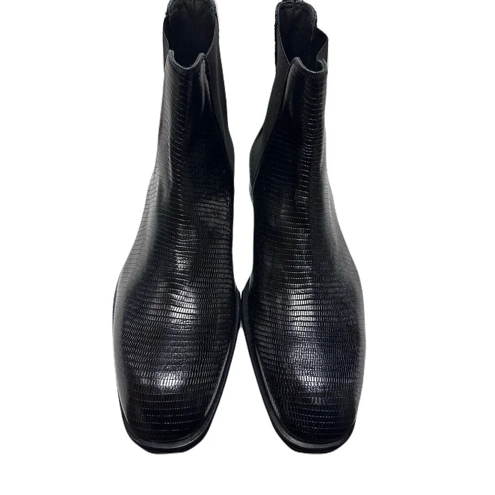 NEW Donald Pliner Roscoe Mens Size 11 Pull-On Black Snake Embossed Chelsea Boots